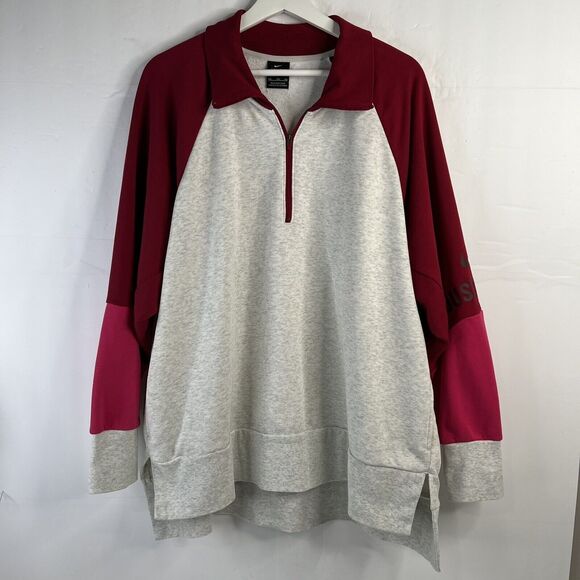 Nike Sz XXL Sweatshirt Dri-Fit 1/4 Zip Color Block Pullover High Low Hem Women’s - Picture 2 of 16